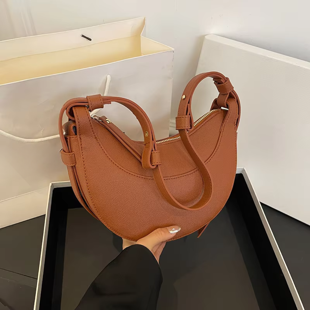 Halima | Umhängetasche Damen im Halbmonddesign - Elegant Schwarz, Vielseitig Tragbar als Crossbody Bag 2