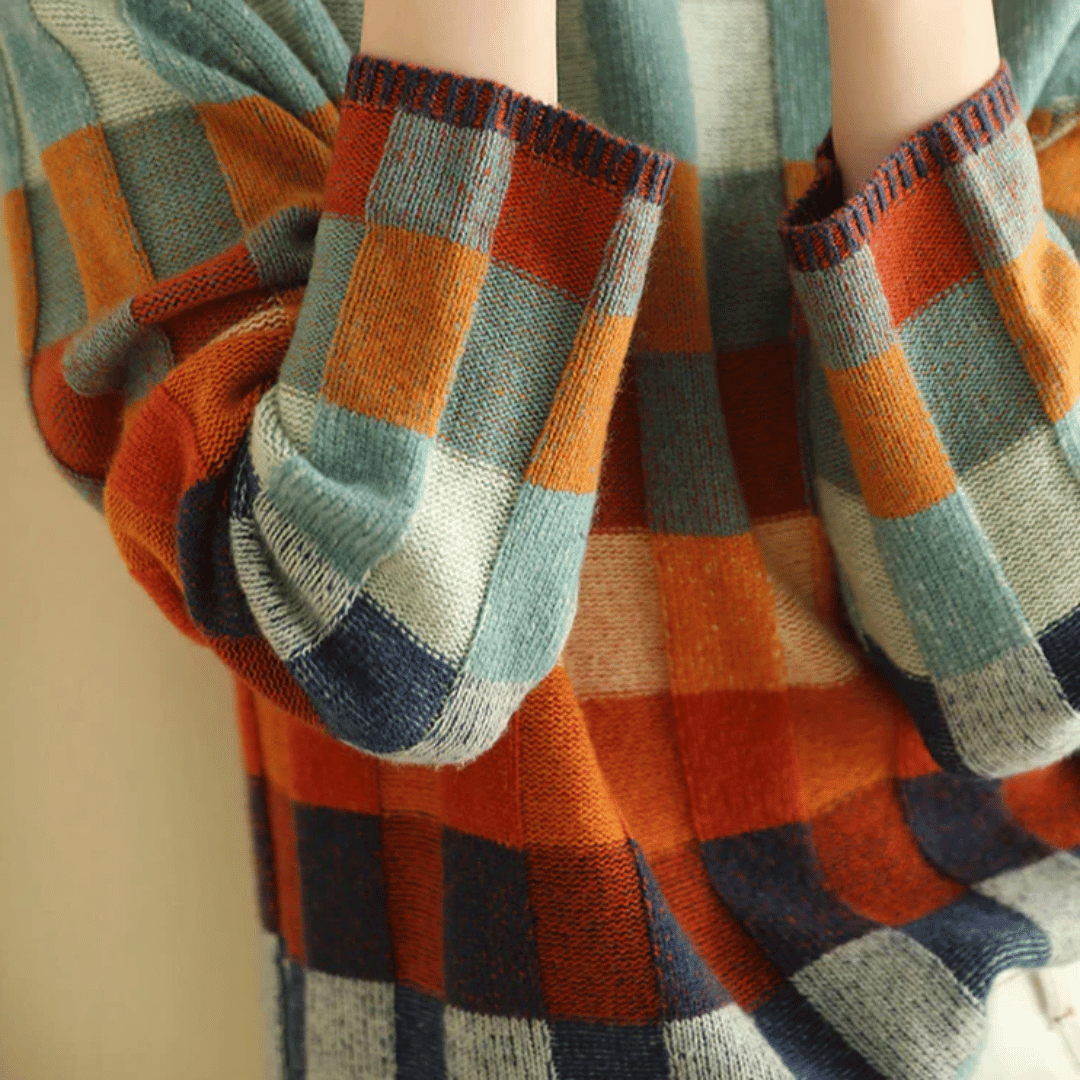 Ravelyn - Patchwork-Rollkragenpullover aus Kaschmir