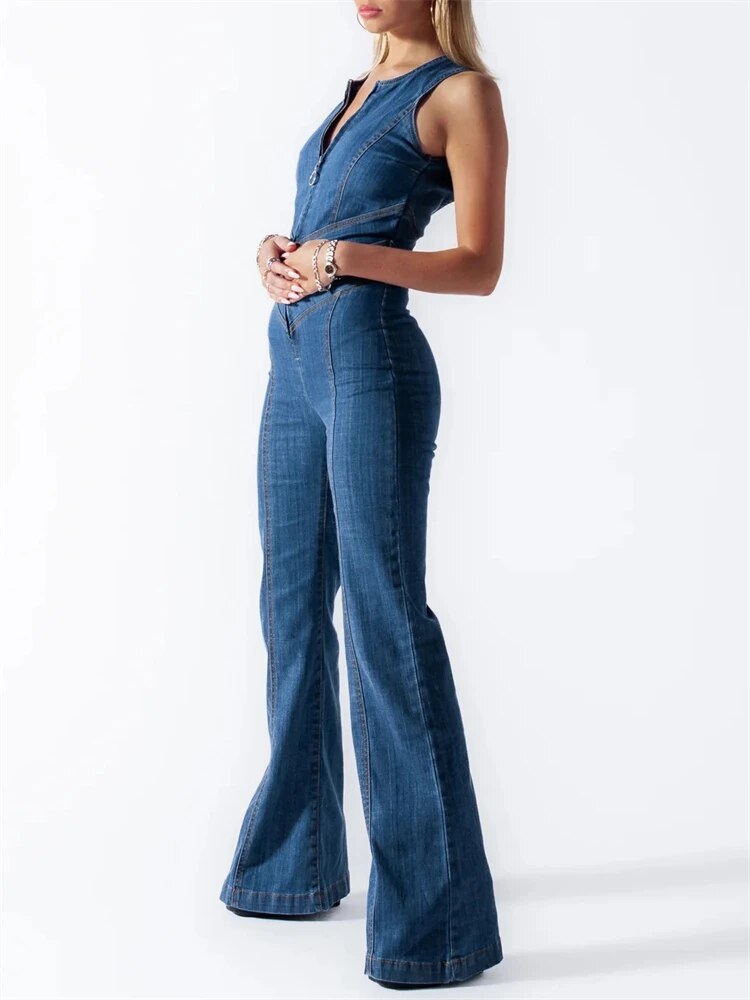 Luna | Retro Denim Jumpsuit  Hochwertiger