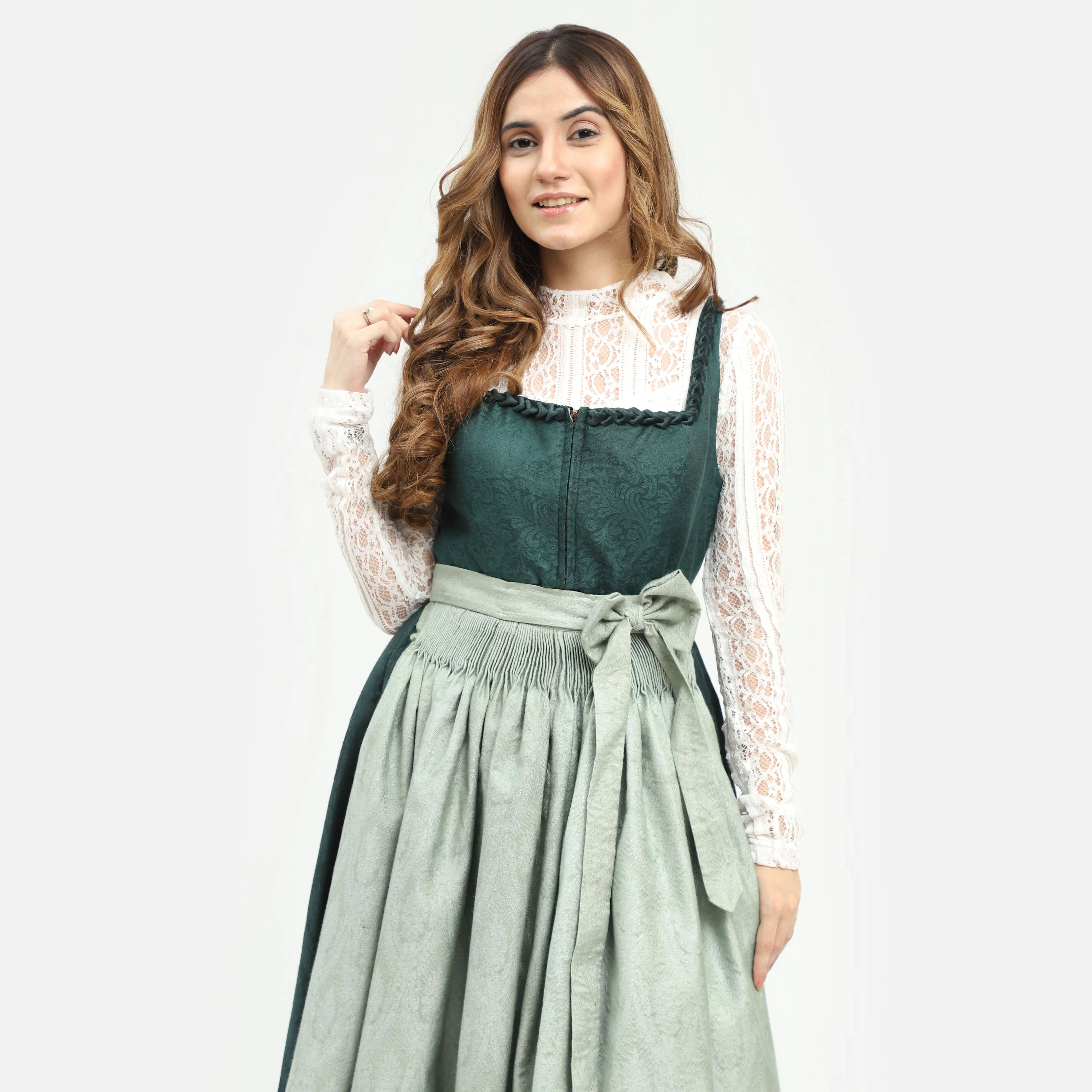 Silke | Bayerische Edition Grünes Midi Dirndlkleid