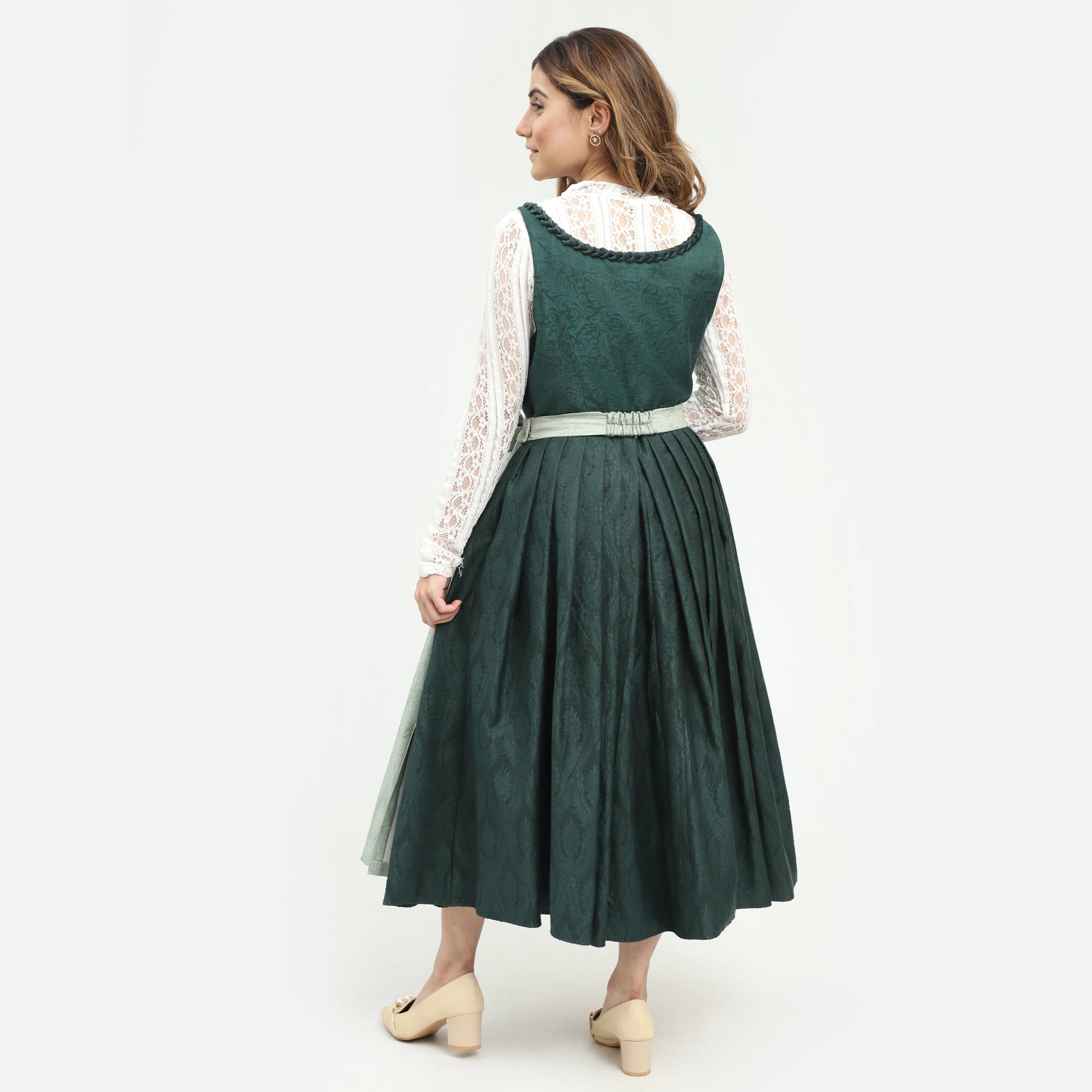 Silke | Bayerische Edition Grünes Midi Dirndlkleid