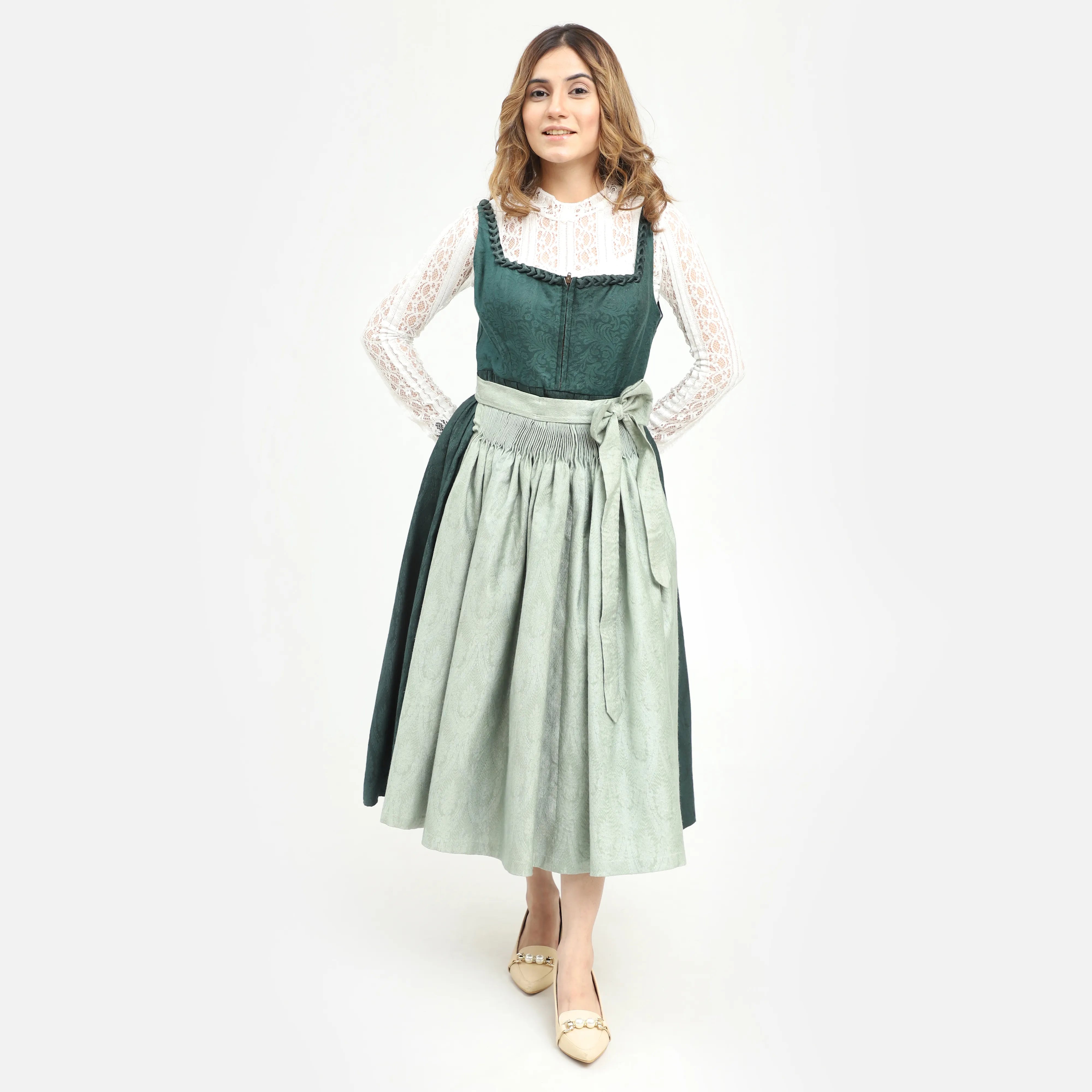 Silke | Bayerische Edition Grünes Midi Dirndlkleid