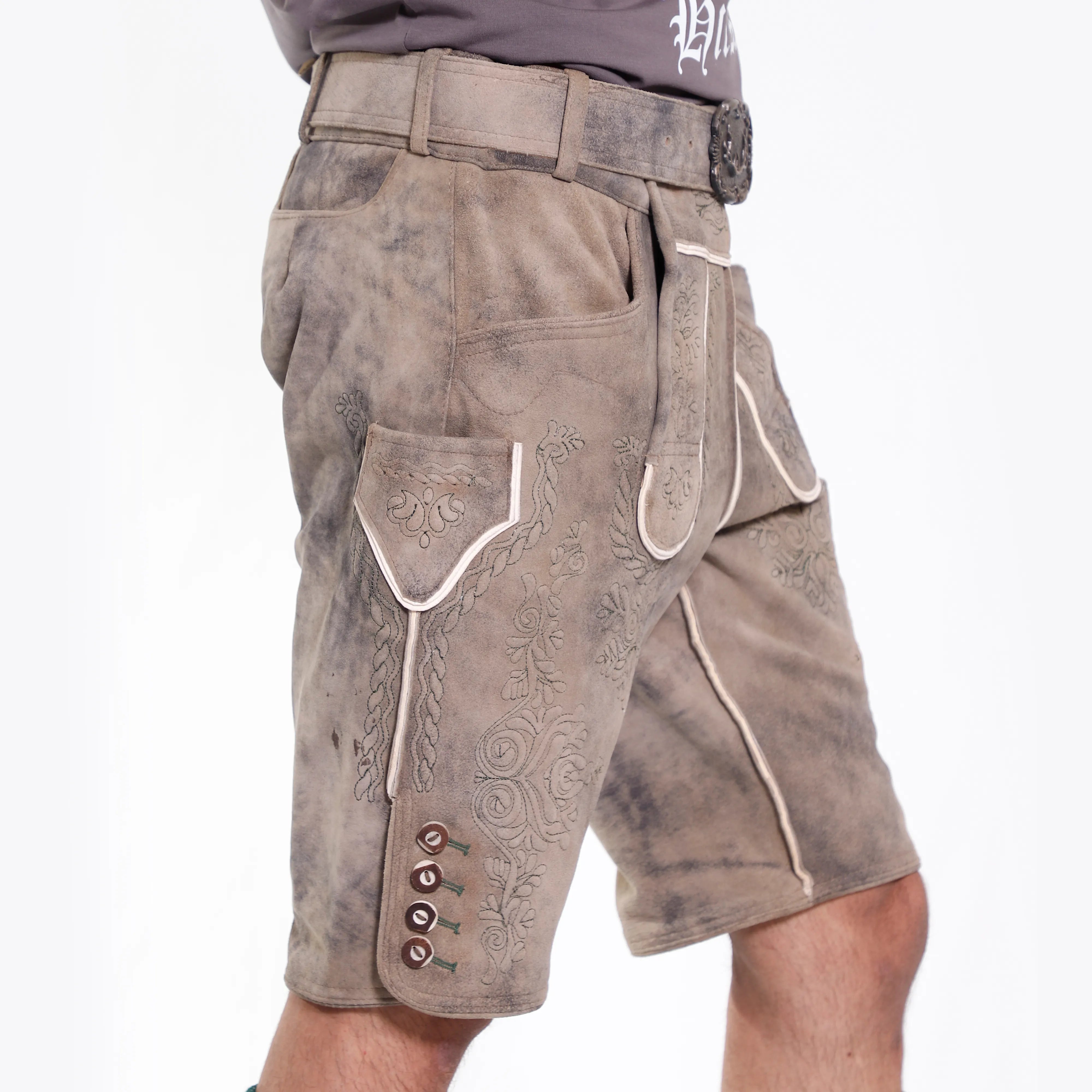 Dieter | Rauchgraue Lederhose mit doppeltem Farbverlauf