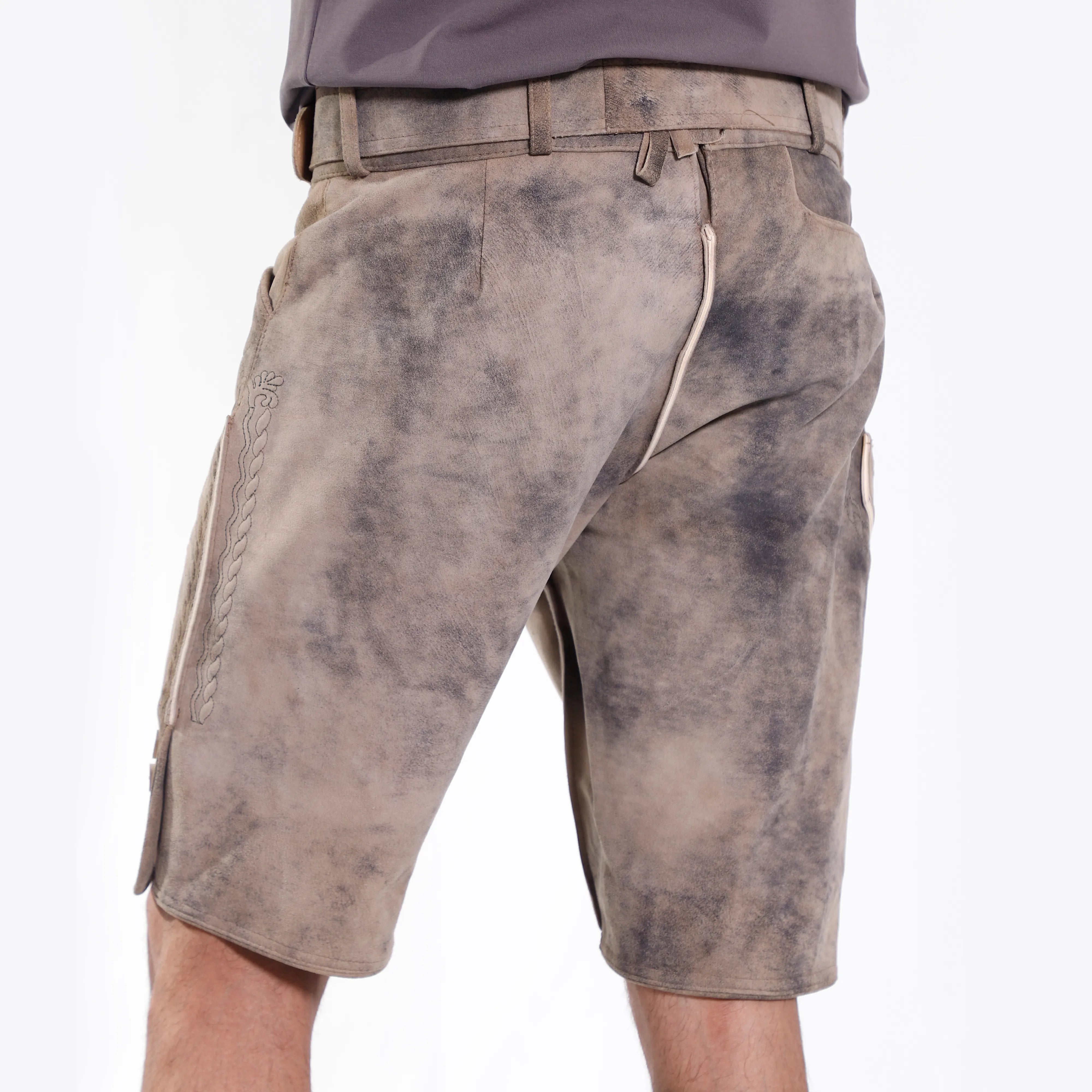 Dieter | Rauchgraue Lederhose mit doppeltem Farbverlauf