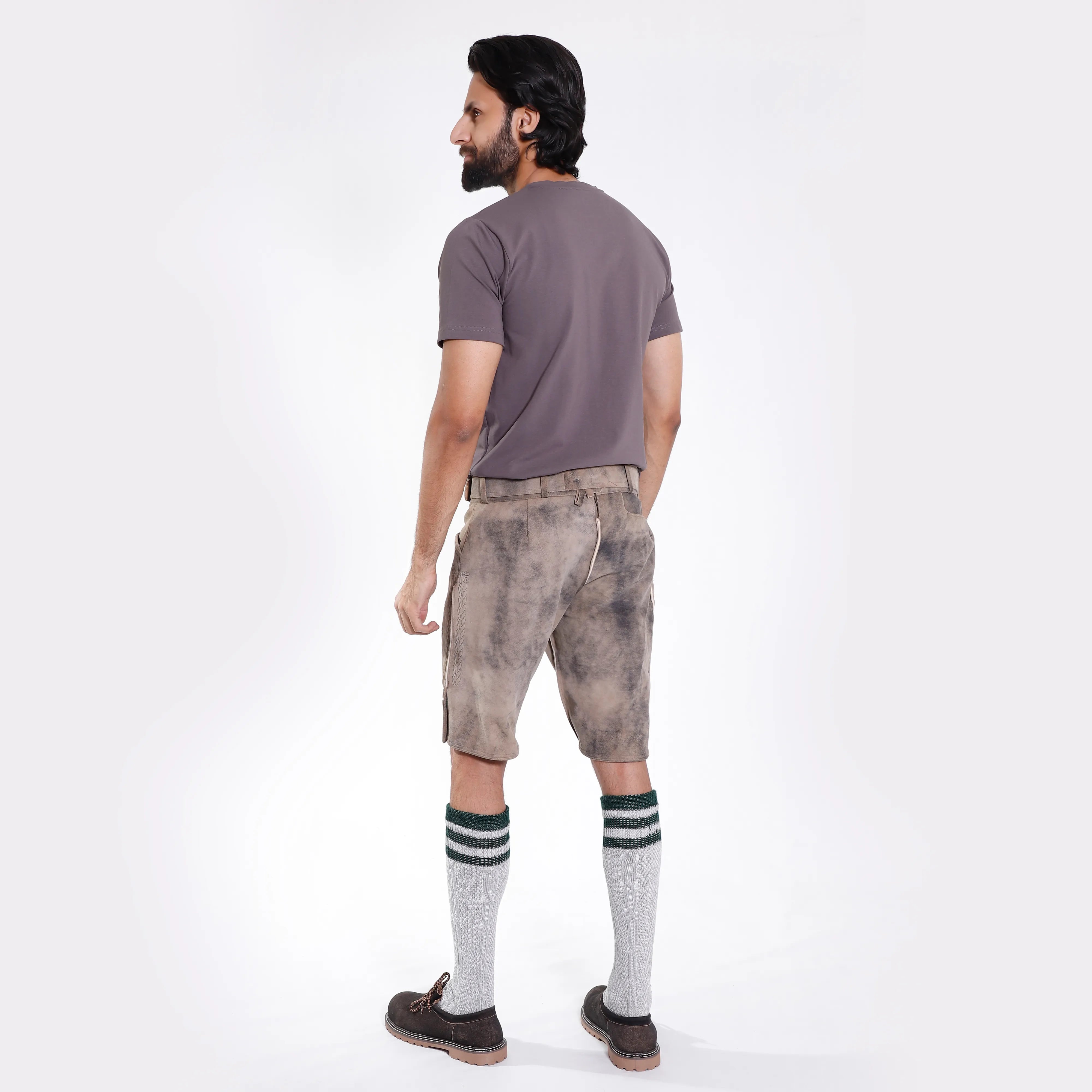Dieter | Rauchgraue Lederhose mit doppeltem Farbverlauf