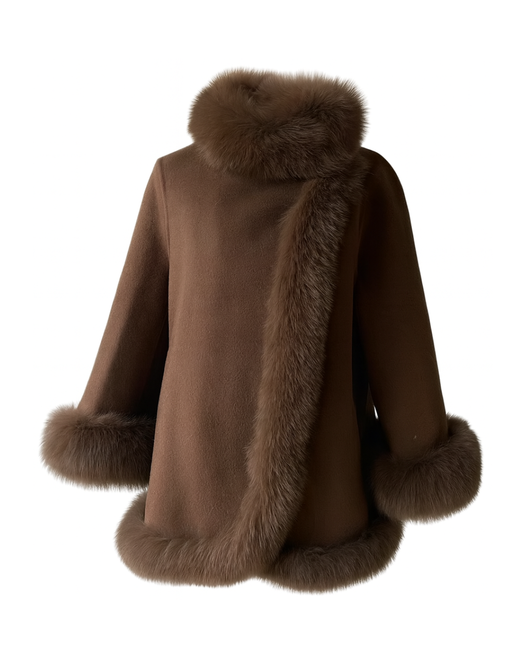 Fur Collar & Cuffs Cashmere Coat