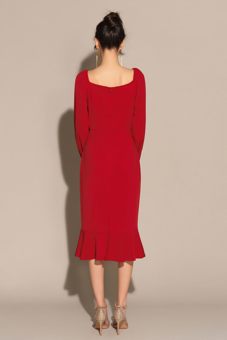 Lilian | Langem Ärmel Midi Kleid