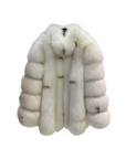 Elfenbein | Langer Winter mantel mit Fuchspelzkragen