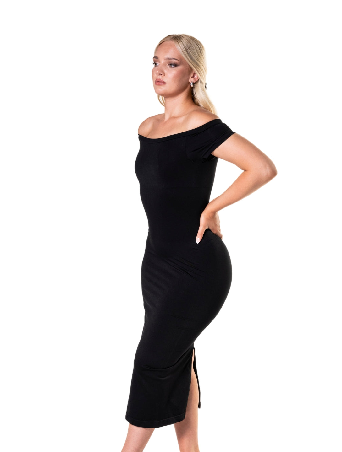 Juliane | Schulterfreies Shapewear Kleid mit Schlitz