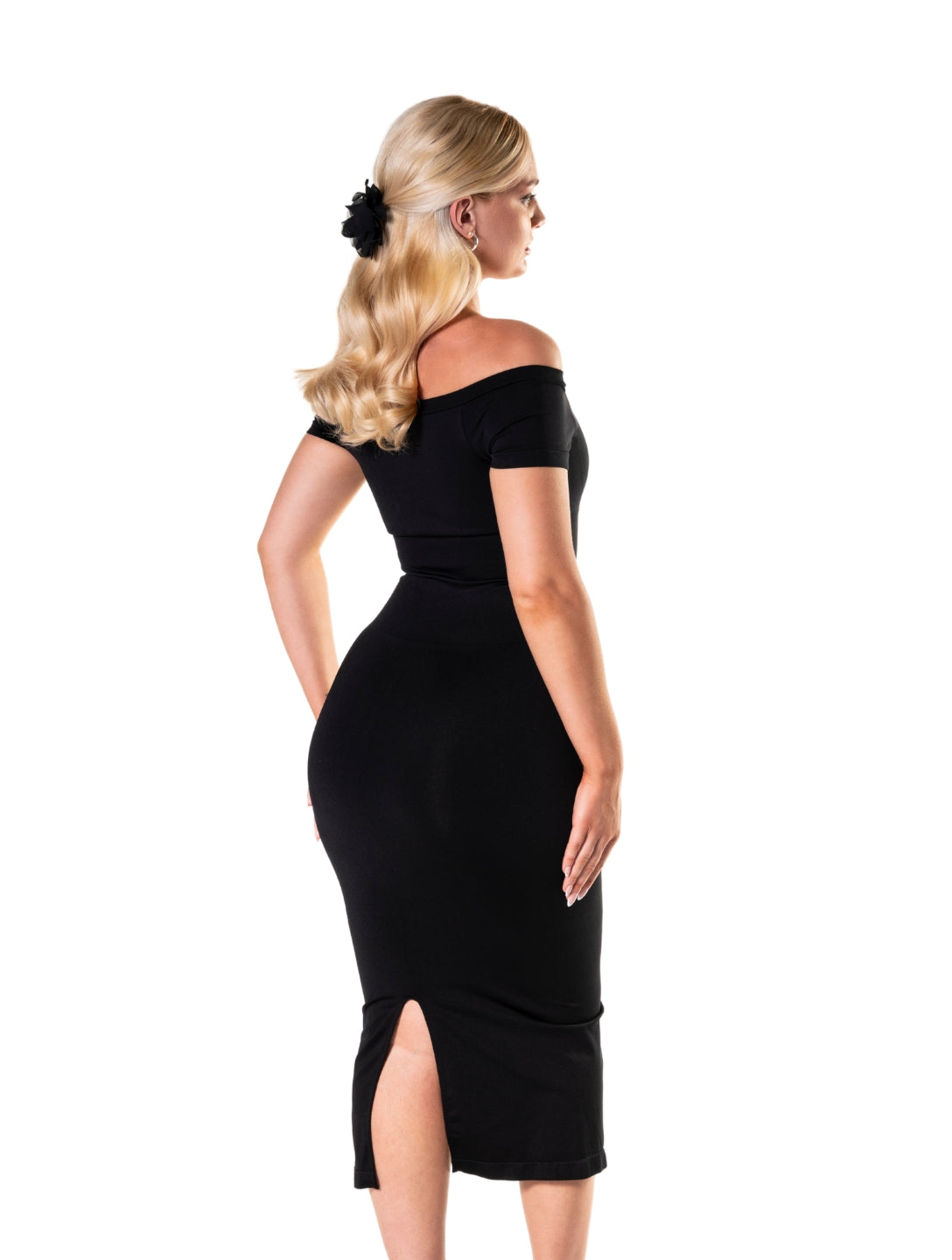 Juliane | Schulterfreies Shapewear Kleid mit Schlitz