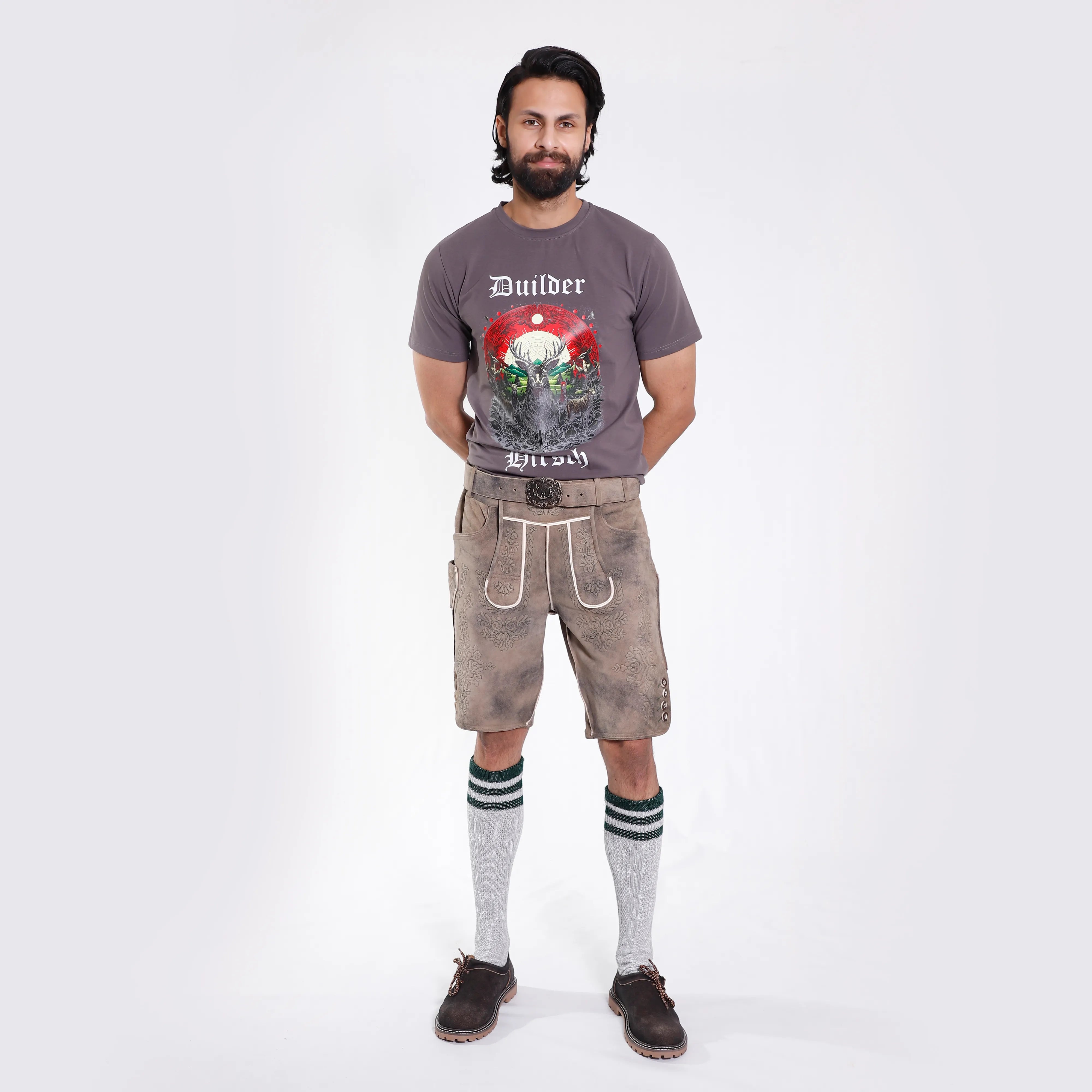 Dieter | Rauchgraue Lederhose mit doppeltem Farbverlauf