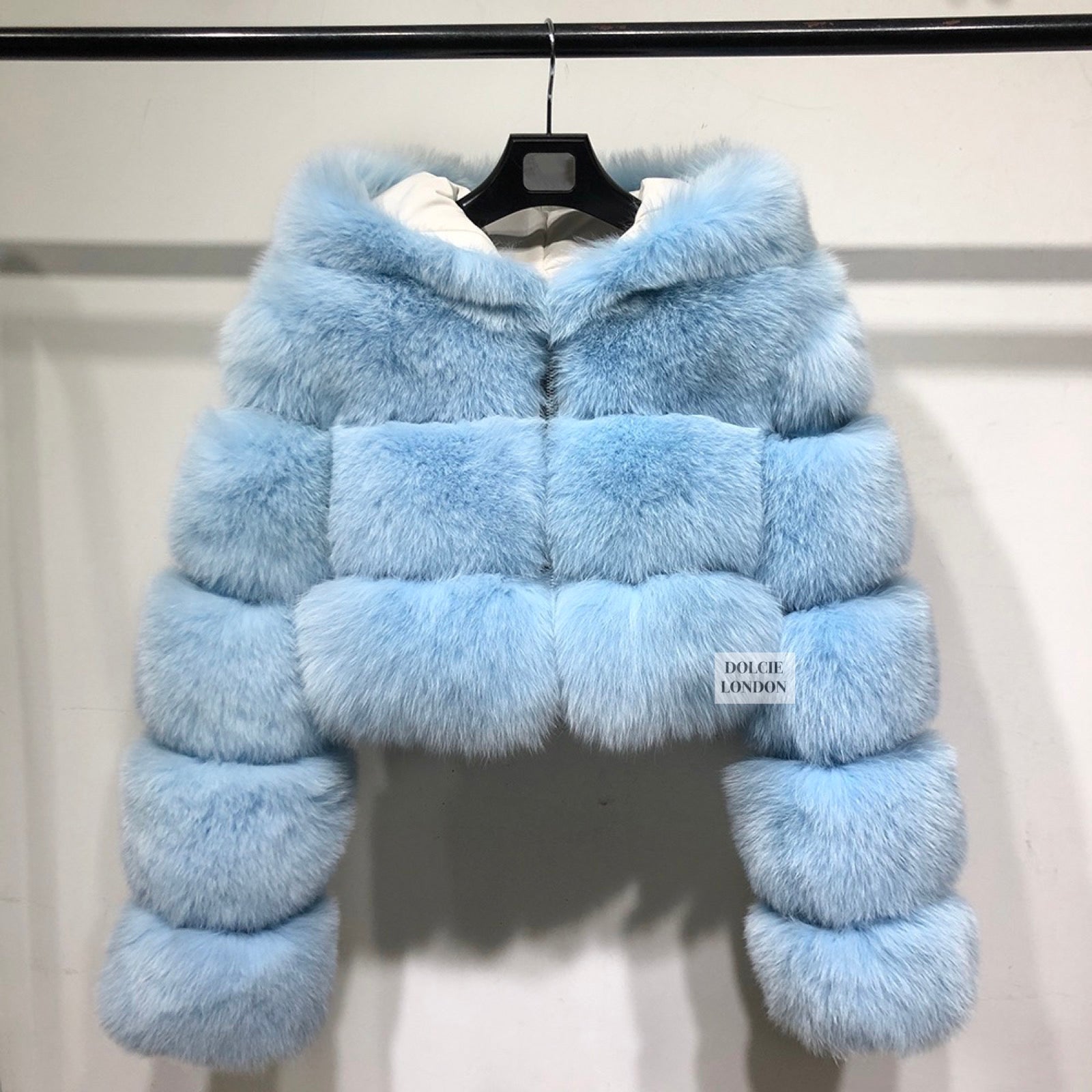 black and white fur coat